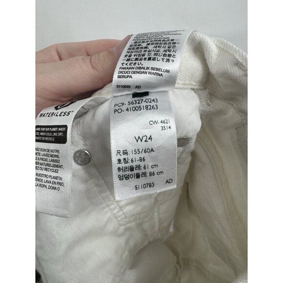 Levis Premium 501 Shorts Womens 24 White Denim Button Fly Jean Cut Off Festival - Picture 4 of 8